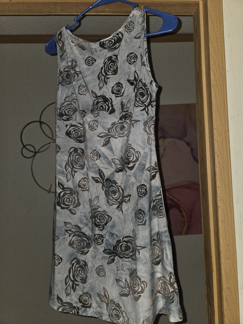 Women’s Gray Floral Sleeveless A-Line Dress